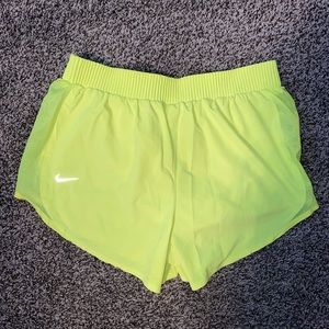 Nike workout shorts: neon yellow// size small// liner